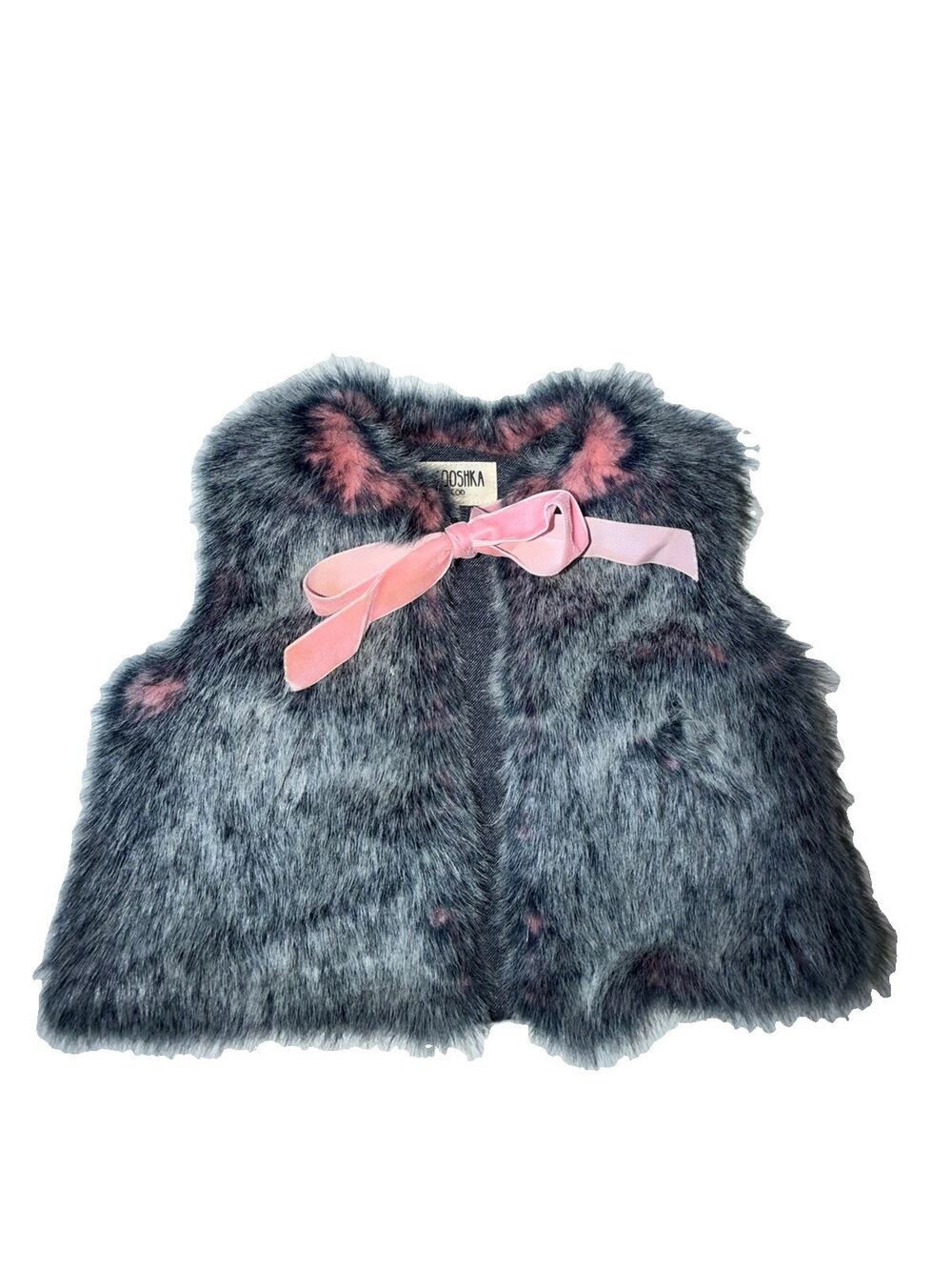 KOOKOOSHKA Cape Cod Girl’s Blue Pink Fur Vest 3T